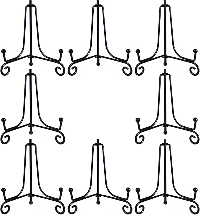 8PCS Premium Black Iron Plate Stands by HENABLE