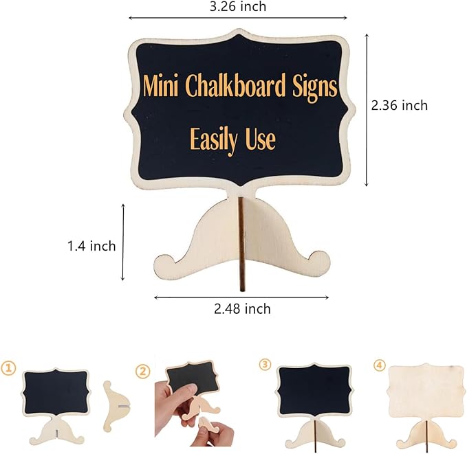 20 Pack Wood Mini Chalkboards Signs, Food Labels Place Cards Small Blackboard - Image 2