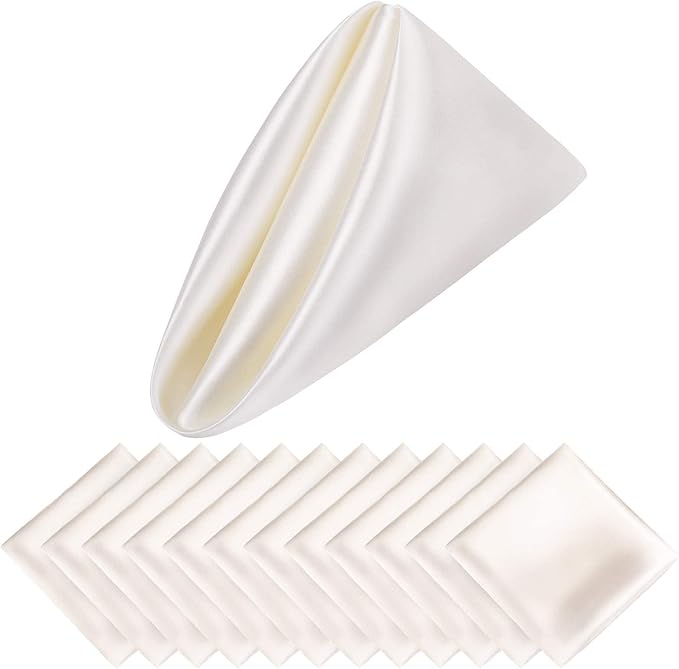 Aneco 12 Pieces Satin Napkin Square 20 x 20 Inches Dinner Napkins Weddings by Aneco