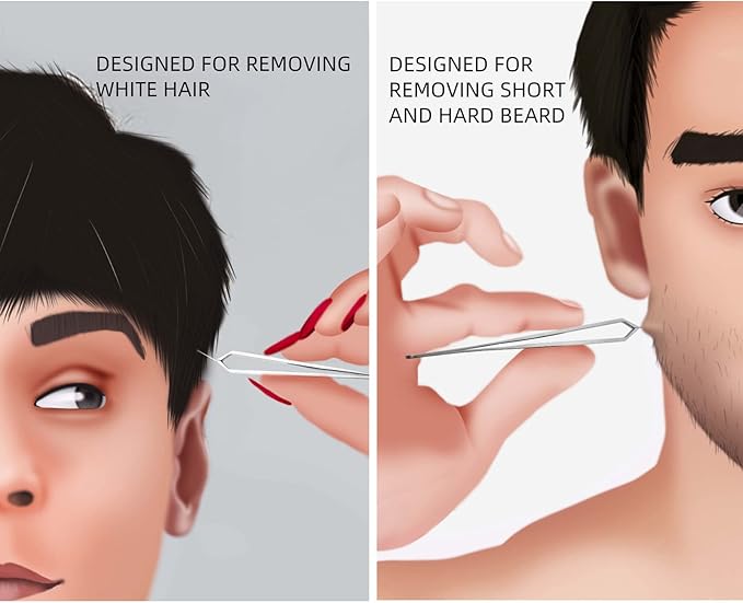 Beard Tweezers, Stainless Steel, Fine Hair Removal Tweezers, Eyebrows Shaping - Image 2
