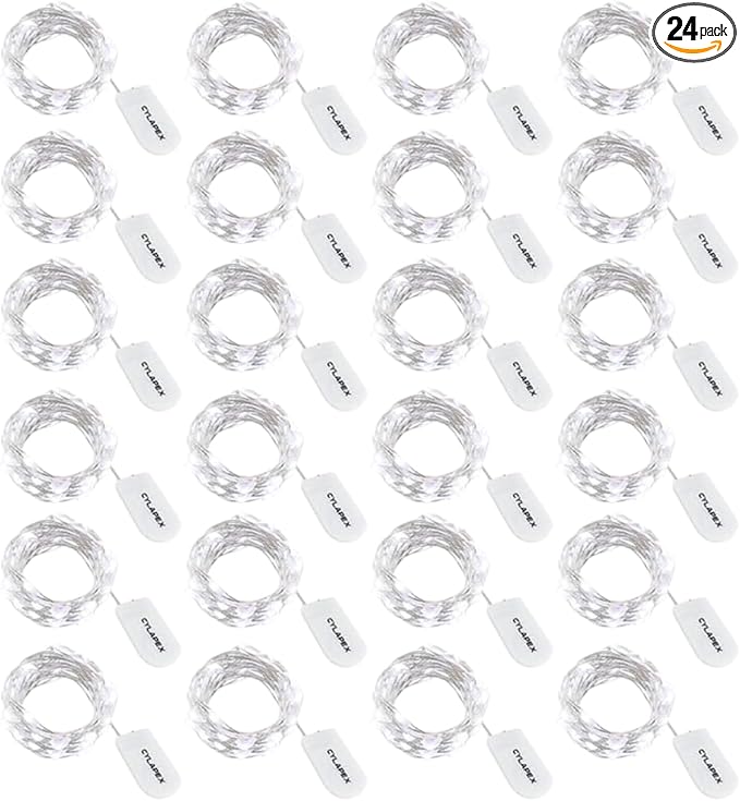 CYLAPEX Pack of 24 Cool White Fairy Lights String Battery Operated Fairy Lights by CYLAPEX