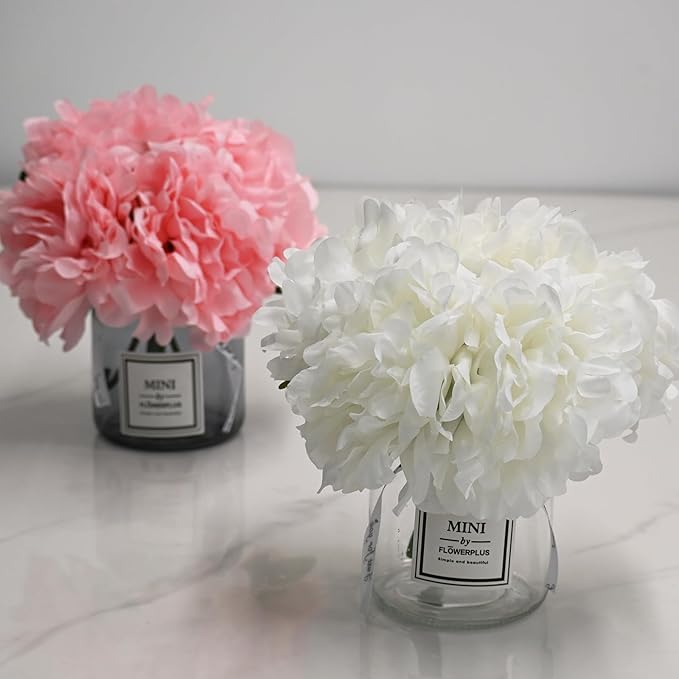 LADADA Artificial Peony and Glass vase Decoration, Used - Image 5