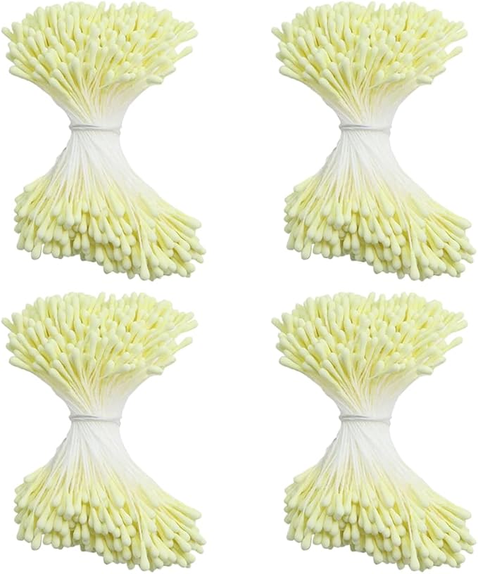 HAHIYO 700Pcs 2mm LightYellow Matte Double Head Flower Stamen Pistil by HAHIYO