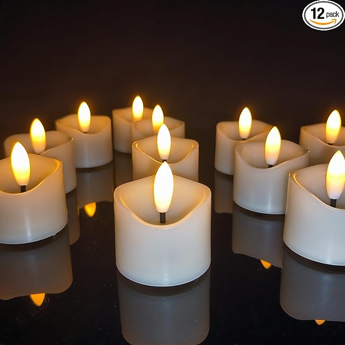 12 Pack Battery Operated Votive Candles 1.5 x 1.67 inches Flameless Votive by EZiKitchen