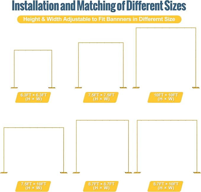Wokceer 10x10 FT Backdrop Stand Heavy Duty Pipe and Drape Kit, Adjustable Gold - Image 2