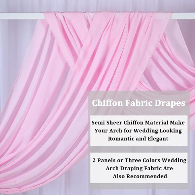 2 Panels 20Ft Wedding Arch Draping Fabric Baby Pink Chiffon Fabric Drapery - Image 4