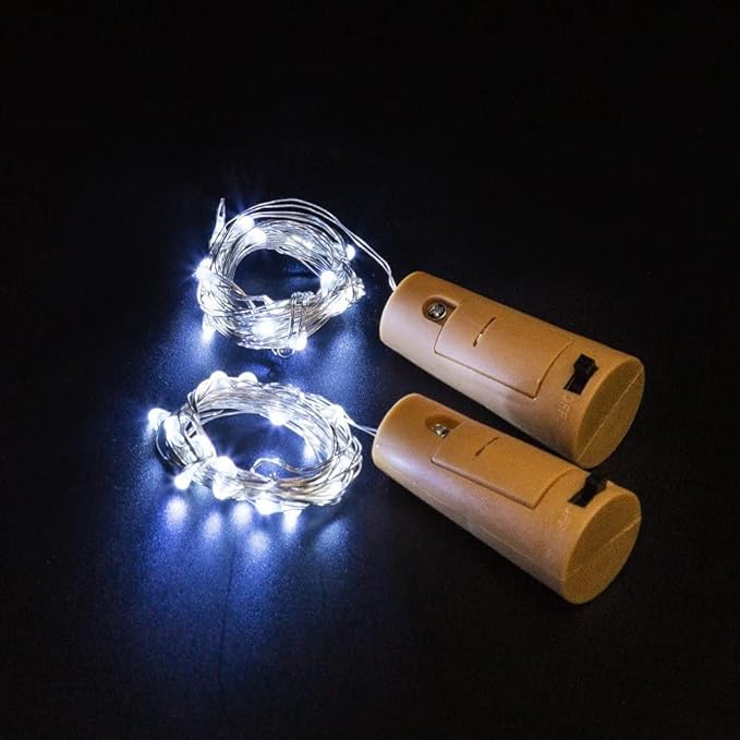 Wine Bottle Lights with Cork 15Pack 10 LED 40 Inches Battery Operated Silver - Image 7