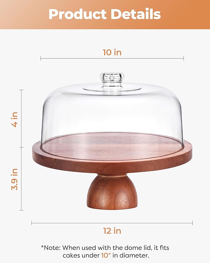 Kootek Wood Cake Stand with Lid, 2-in-1 Wooden Cake Plate & Covered Charcuterie - Image 7