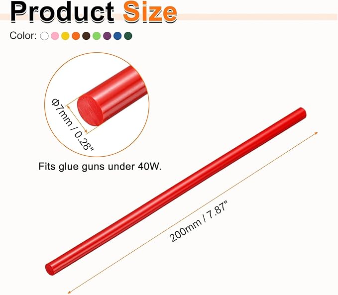 HARFINGTON 10pcs Hot Glue Sticks 0.28" Dia x 7.87" Long EVA Mini Hot Melt - Image 2