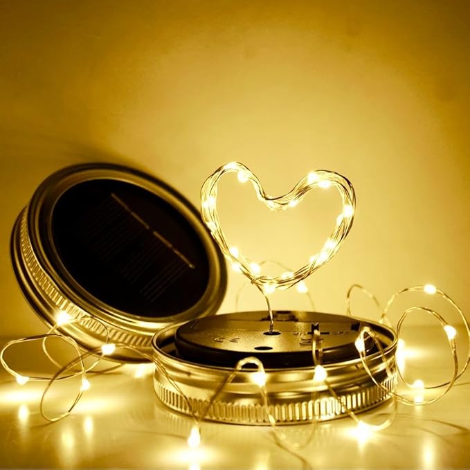 Solar Mason Jar Lid String Lights, 8 Pack 20 Led String Fairy Star Firefly Jar - Image 5