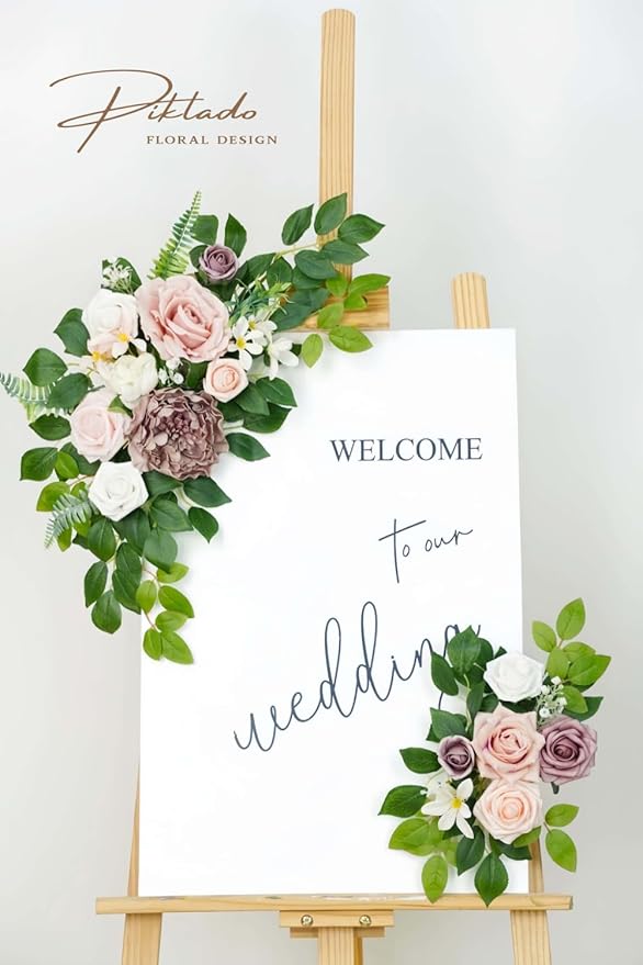Wedding decor Welcome Sign Flower Backdrop Garland - Image 2