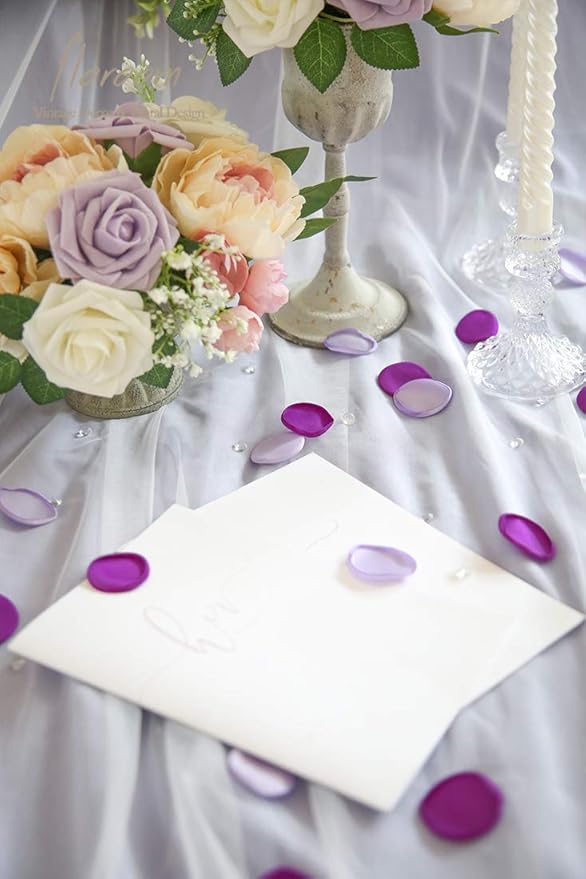 Floroom 300pcs Rose Petals Purple Lilac Fake Faux Silk Flower Petals - Image 6