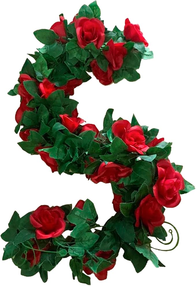 4 Pack Artificial Rose Vine Garland Fake Roses Flowers Plants Vines Hanging - Image 8