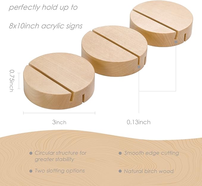 UNIQOOO 10 Pack 3" Round Birch Wood Stands - Image 3