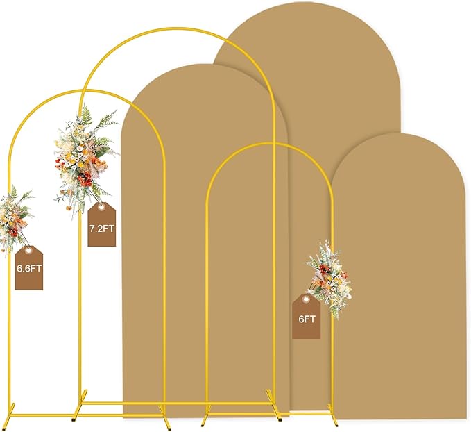 MODFUNS Arch Backdrop Stand and Cover Set 6&6.6&7.2ft Khaki Arch Backdrop by MODFUNS
