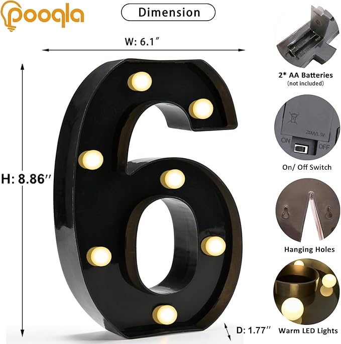 Pooqla Decorative Led Light Up Number Letters - Image 4