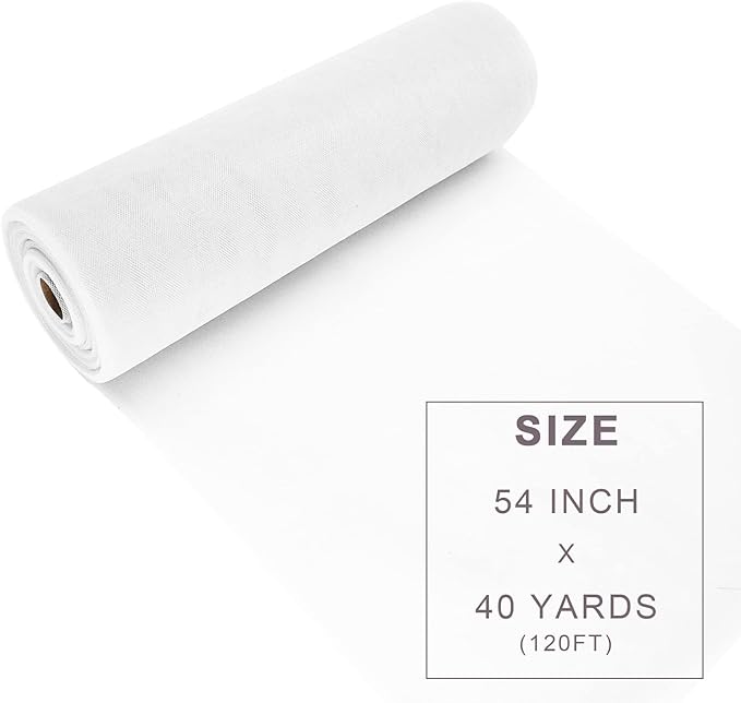 White Tulle Fabric Roll Spool Bolt Large Tulle Wedding Party Decoration - Image 3