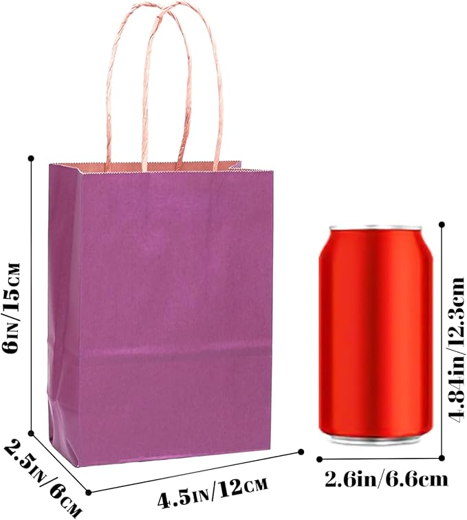 qiqee 24 Pcs Purple Mini Paper Gift Bags 6"x4.5"x2.5" - Image 4
