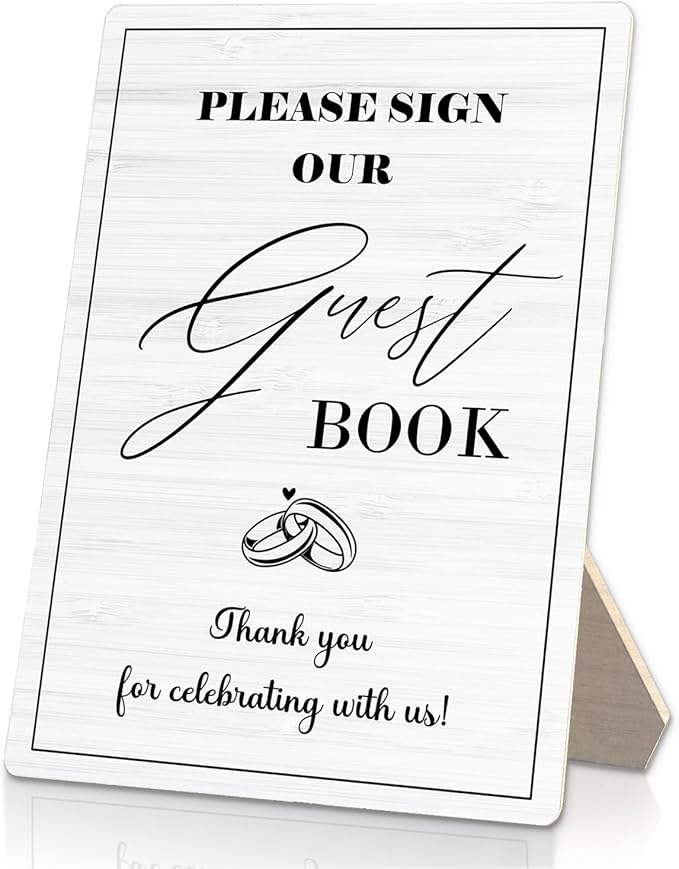 Wedding Guestbook Sign, Guestbook Wooden Sign Stand 5x7inch, Please Sign Our by Unknown