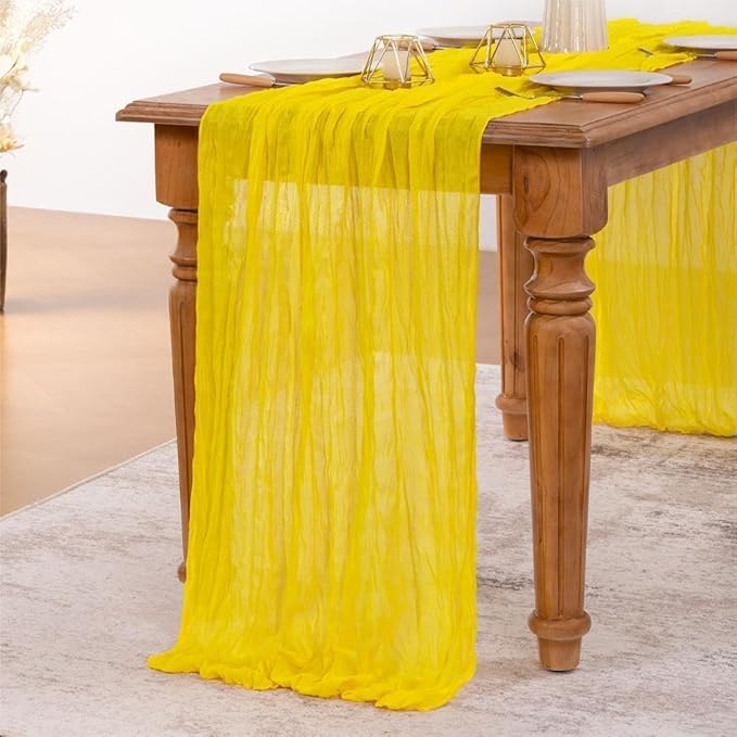 MLMW Yellow Cheesecloth Table Runner Boho Gauze Rustic Cheese Cloth Table - Image 2