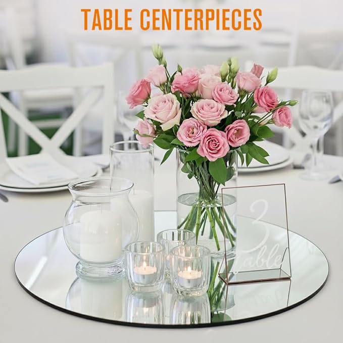 Houseables Mirror Centerpieces for Tables, Round Mirrors for Centerpieces - Image 4