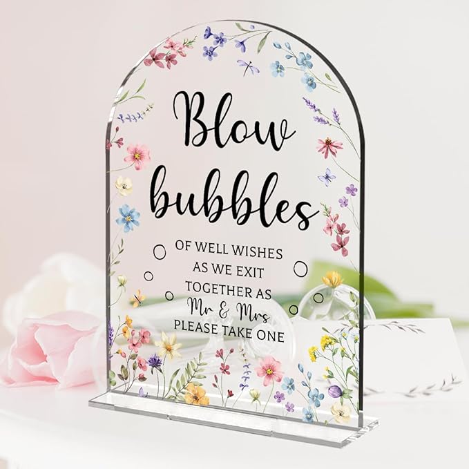 Wedding Sign Decor, Arch Acrylic 5x7 Inch, Blou Bubbles Sign Wedding Sign - Image 4
