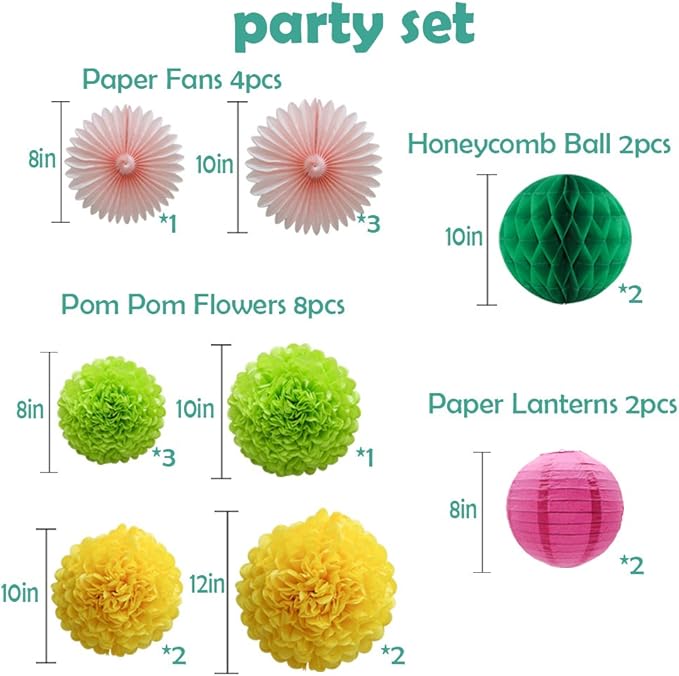 Party Decorations Kit Hanging Paper Fan Tissue Pom Poms Flowers Honeycomb Balls - Image 2