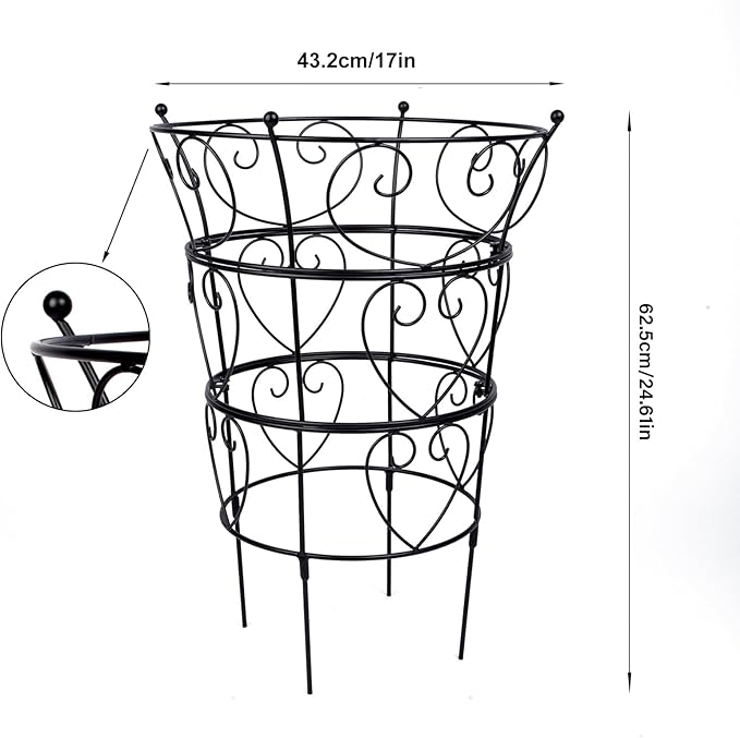 Large Obelisk Trellis Peony Cage 24.6x17 Inches - Image 2