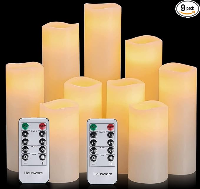 Hausware Flameless Candles Battery Operated Candles H 4" 5" 6" 7" 8" 9" Real by Hausware+Candles