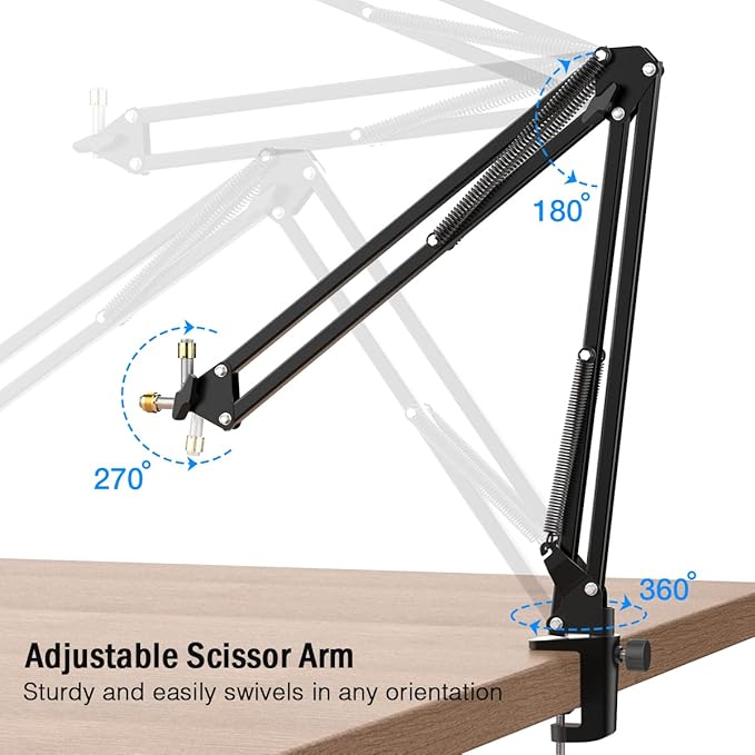 Microphone Arm Stand, FIFINE Suspension Boom Scissor Mic Stand - Image 2