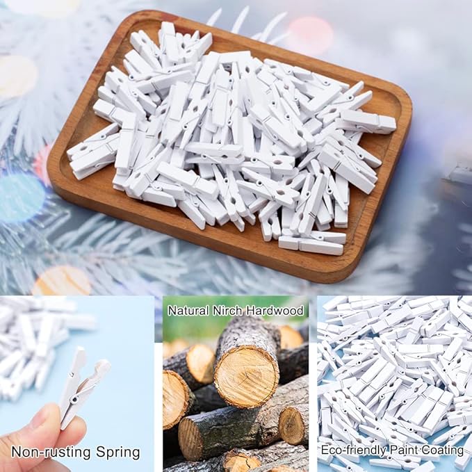 Clothes Pins, 1.4 Inch White Clothespins, Mini Clothes Pins - Image 3