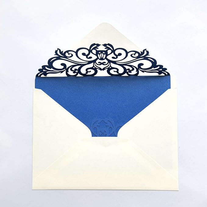 25PCS Royal Blue Laser Cut Wedding Invitations Cards - Image 4