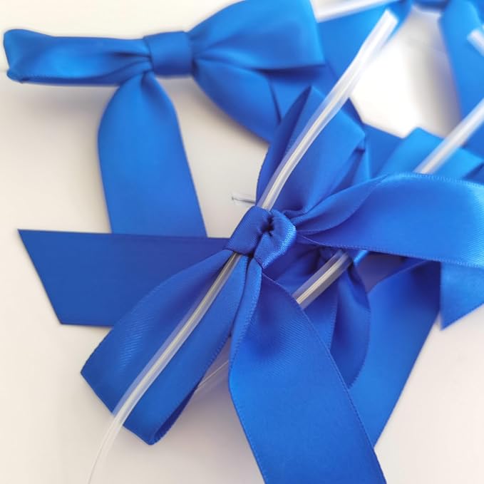 50pcs/Bag 3-1/2" Blue Satin Ribbon Bows - Image 8