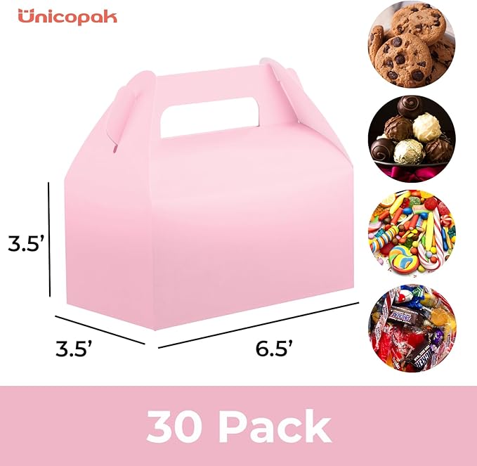 UnicoPak 30 Pack Pink Gable Treat Boxes, Party Favor Boxes, Candy Gift Boxes - Image 2