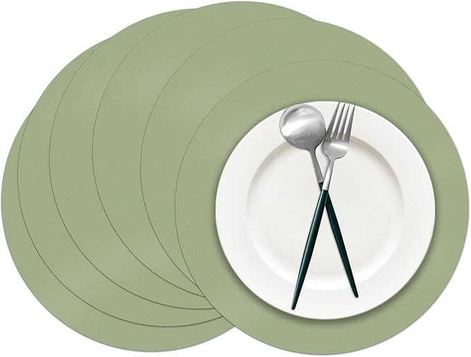 50 Pieces Sage Green Paper Place Mats Sage Round Disposable Table Mats Green by Datyiiha