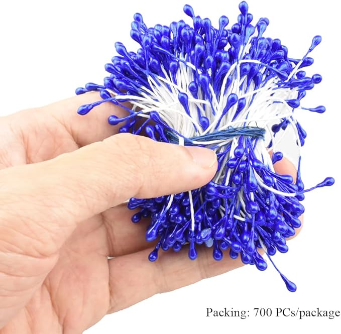 HAHIYO 700Pcs 3mm Royal Blue Pearl Double Head Flower Stamen Pistil - Image 6