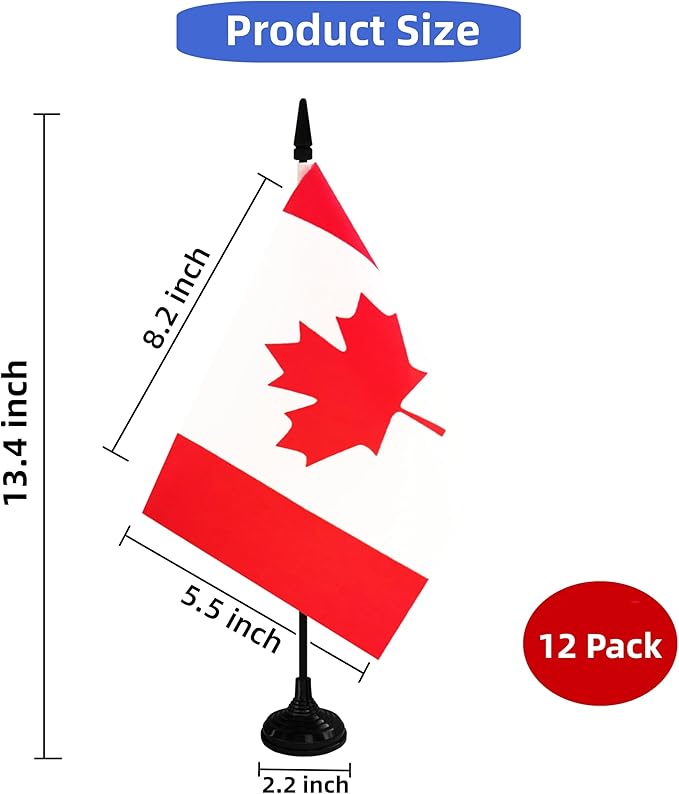 Canada Desk Flag, 12 Pack Canadian Table Office Flag - Image 2