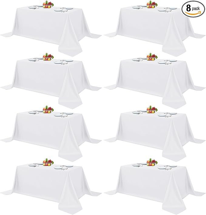 Fitable 8 Pack Rectangle Tablecloths: Stain Resistant Wrinkle Free Fabric Table by Fitable