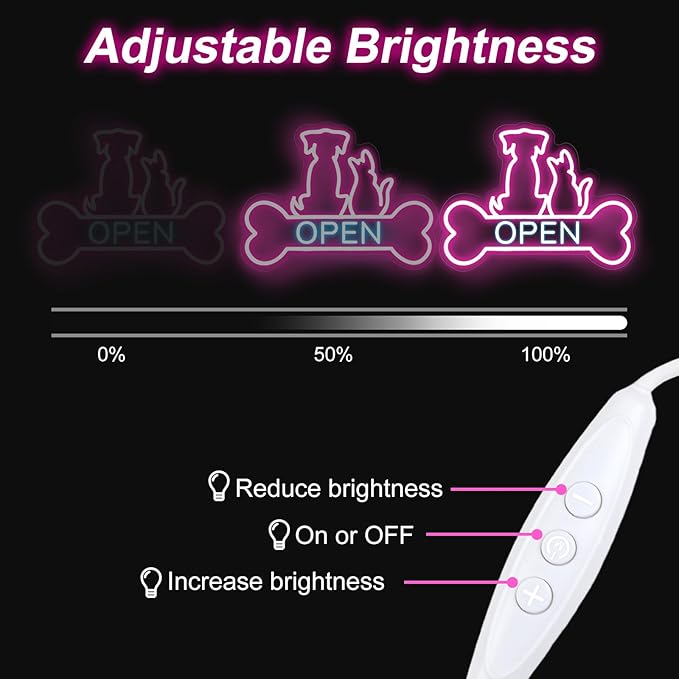 Pet Shop Open Neon Sign LED Dog And Cat Open Sign Bright Pet Grooming Salon - Image 3