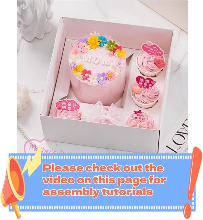 Bento Cake and Cupcake Box 4-inch Cake and 5 Cupcakes Box 10 Sets - Image 9