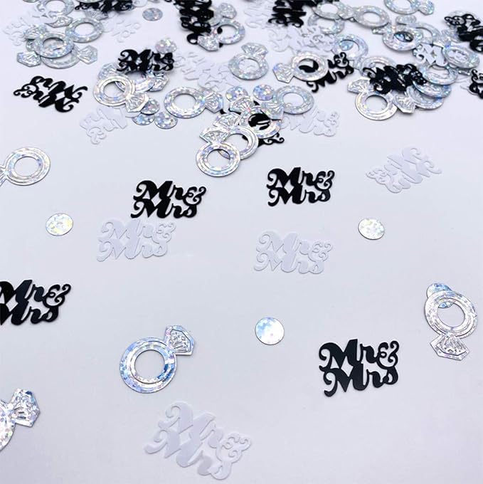 Wedding Party Table Confetti– 1.5 OZ | Mr and Mrs Diamond Ring Confetti by PARTVON