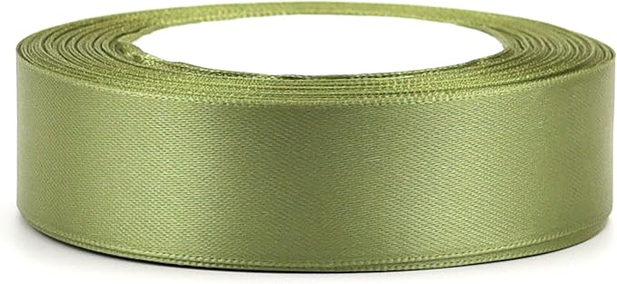 Olive Green Solid Satin Ribbon 1 Inch 25 Yards Solid Polyester Fabric Ribbon - Image 3