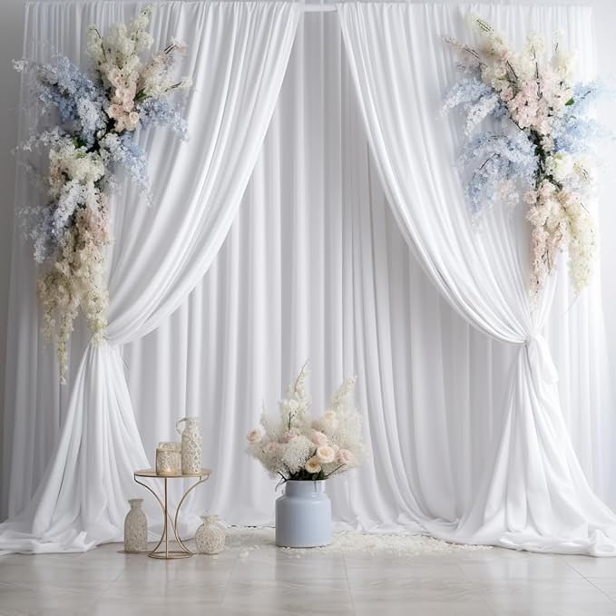 50ftx15ft Wrinkle Free White Backdrop Curtain, 10 Panels 15FT Height White - Image 3