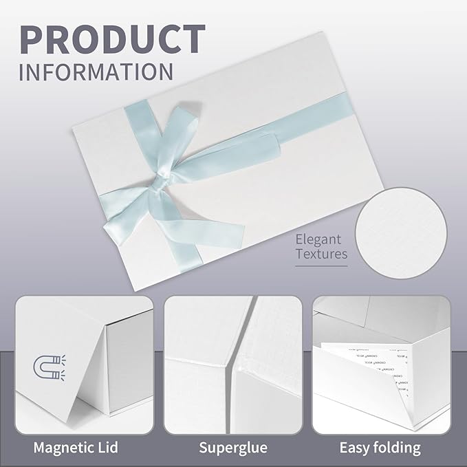 Large White Gift Box, 13.75"x9"x4.5", Gift Boxes - Image 3