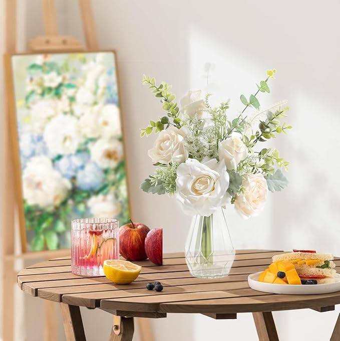 Artificial Flowers with Vase, Faux Flower Arrangement with Vase Suitable - Image 4