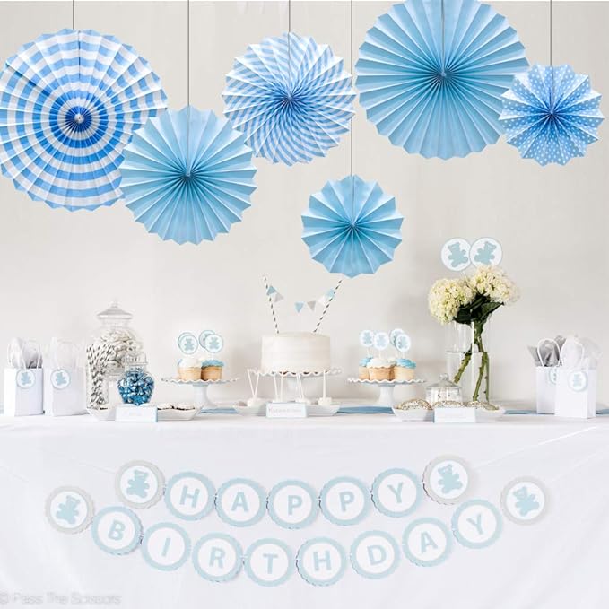Hanging Paper Fans Party Set, Round Pattern Paper Garlands Decoration - Image 5