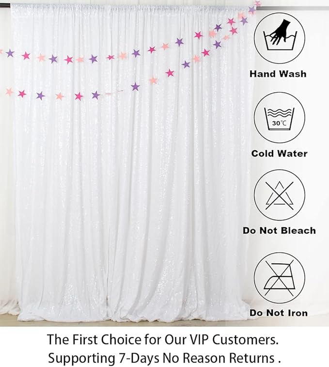 ShinyBeauty 4FTx7FT White Sequin Backdrop, Elegant Wedding & Party Decor - Image 5