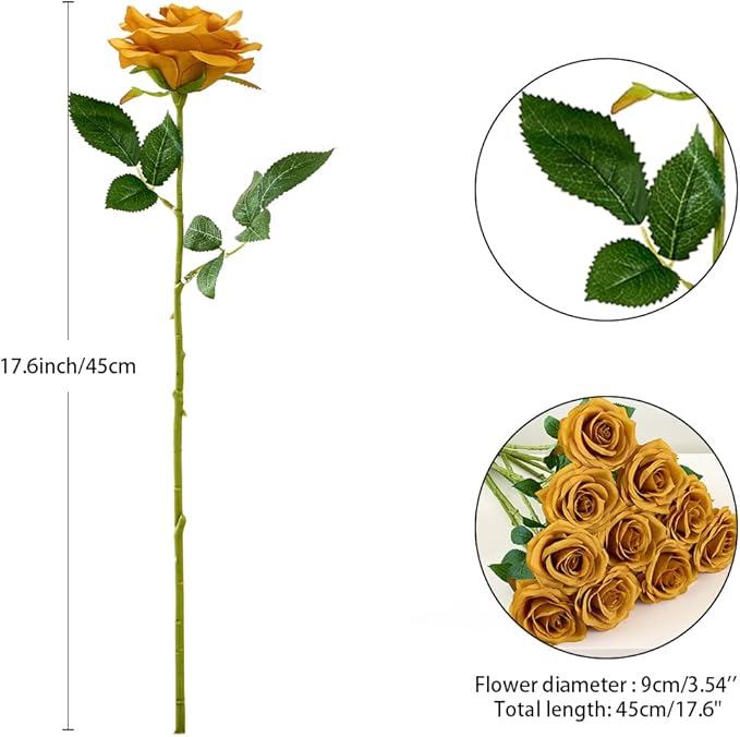 Artificial Rose 10pcs Open Flower Bouquet Faux Rose Stems - Image 2