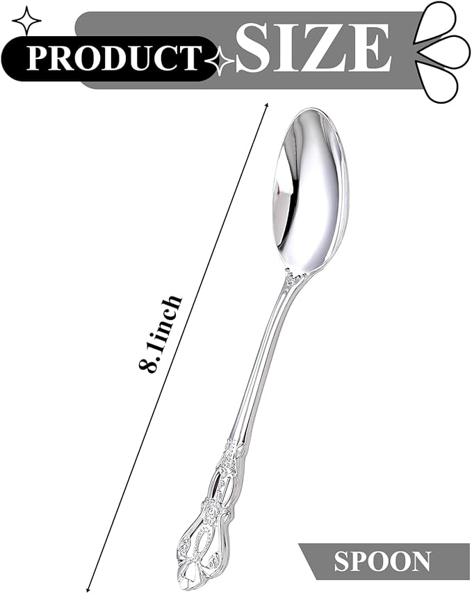 30PCS Silver Plastic Spoons - Image 2