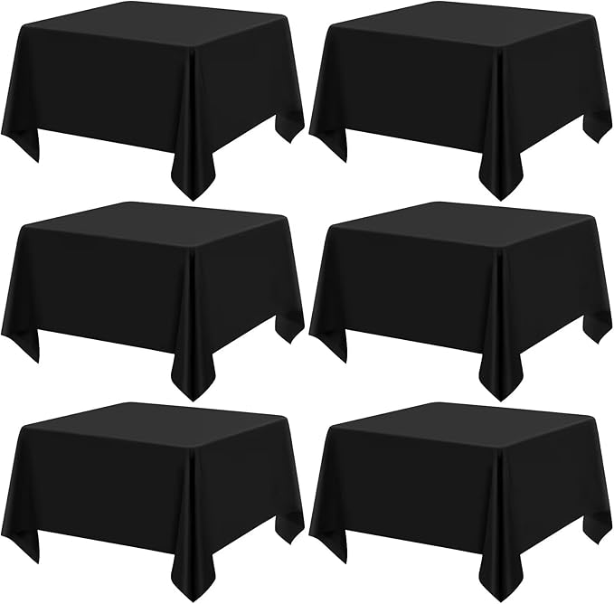 6 Pack Black Square Tablecloths by REWOMC